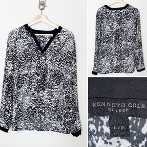 Kenneth Cole Printed Black/White blouse - L